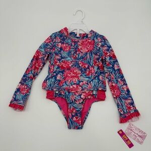 NWT Tommy Bahama Toddler Girl Floral Long Sleeve Kids 2 Piece Pink Swimsuit 4T